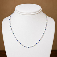3.28&nbsp;Ct.Tw.Total Carat Weight Blue Sapphire and Natural Diamond Accent Stones Necklace, 14K White Gold Image