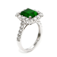 3.40 Ct. Emerald and Natural Diamond Pave Ring, Platinum 950 Image