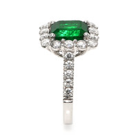 3.40 Ct. Emerald and Natural Diamond Pave Ring, Platinum 950 Image