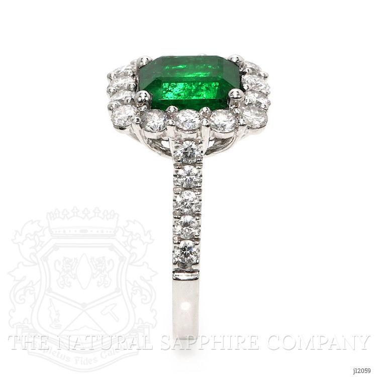 3.40 Ct. Emerald and Natural Diamond Pave Ring, Platinum 950