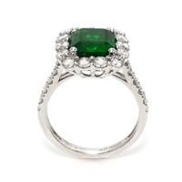 3.40 Ct. Emerald and Natural Diamond Pave Ring, Platinum 950 Image