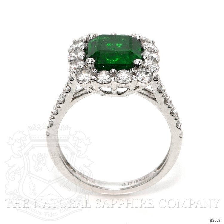 3.40 Ct. Emerald and Natural Diamond Pave Ring, Platinum 950