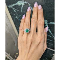 1.87 Ct. Emerald and Natural Diamond Pave Ring, 18K White Gold Life Style