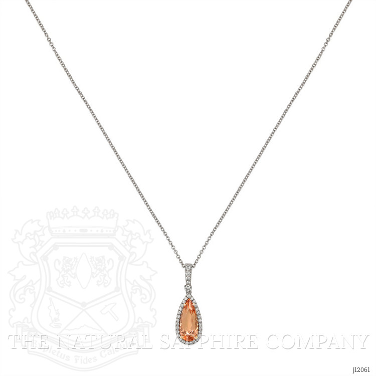 4.29 Ct. Pinkish Orange Imperial Topaz and Natural Diamond Pave Pendant, 18K White & Yellow