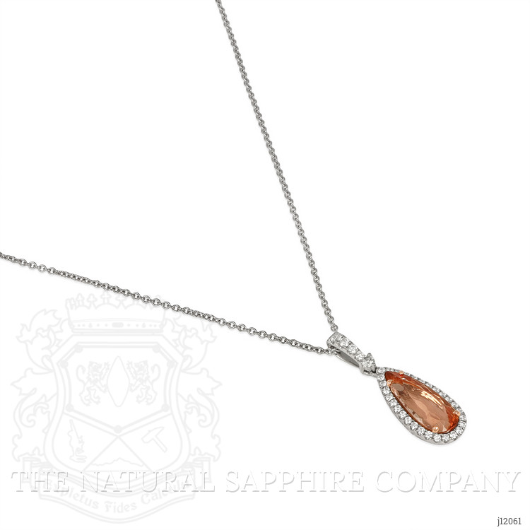 4.29 Ct. Pinkish Orange Imperial Topaz and Natural Diamond Pave Pendant, 18K White & Yellow