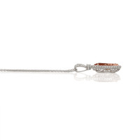 4.29 Ct. Pinkish Orange Imperial Topaz and Natural Diamond Pave Pendant, 18K White & Yellow Image