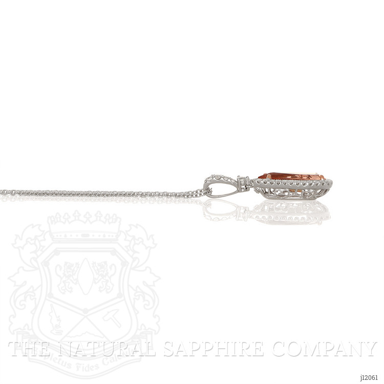4.29 Ct. Pinkish Orange Imperial Topaz and Natural Diamond Pave Pendant, 18K White & Yellow