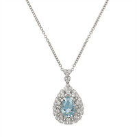3.74 Ct. Blue Aquamarine and Natural Diamond Pave Pendant, 14K White Gold Video