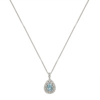 3.74 Ct. Blue Aquamarine and Natural Diamond Pave Pendant, 14K White Gold Image