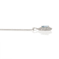 3.74 Ct. Blue Aquamarine and Natural Diamond Pave Pendant, 14K White Gold Image