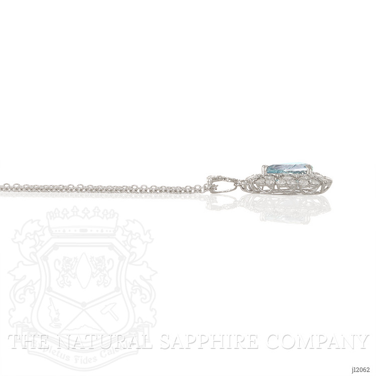3.74 Ct. Blue Aquamarine and Natural Diamond Pave Pendant, 14K White Gold