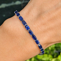 9.82 Ct.Tw. Sapphire 14K White Gold bracelet