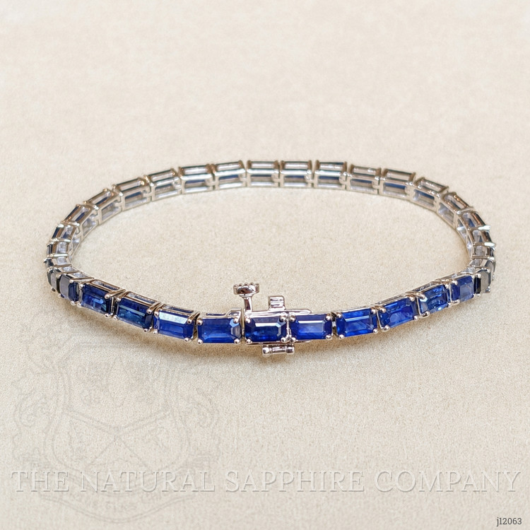 9.82 Ct.Tw. Blue Sapphire Tennis/Line Bracelet, 14K White Gold