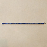 9.82&nbsp;Ct.Tw.Total Carat Weight Blue Sapphire Tennis/Line Bracelet, 14K White Gold Image