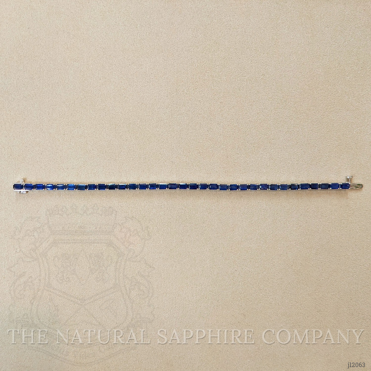 9.82 Ct.Tw. Blue Sapphire Tennis/Line Bracelet, 14K White Gold