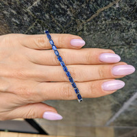 9.82&nbsp;Ct.Tw.Total Carat Weight Blue Sapphire Tennis/Line Bracelet, 14K White Gold Life Style
