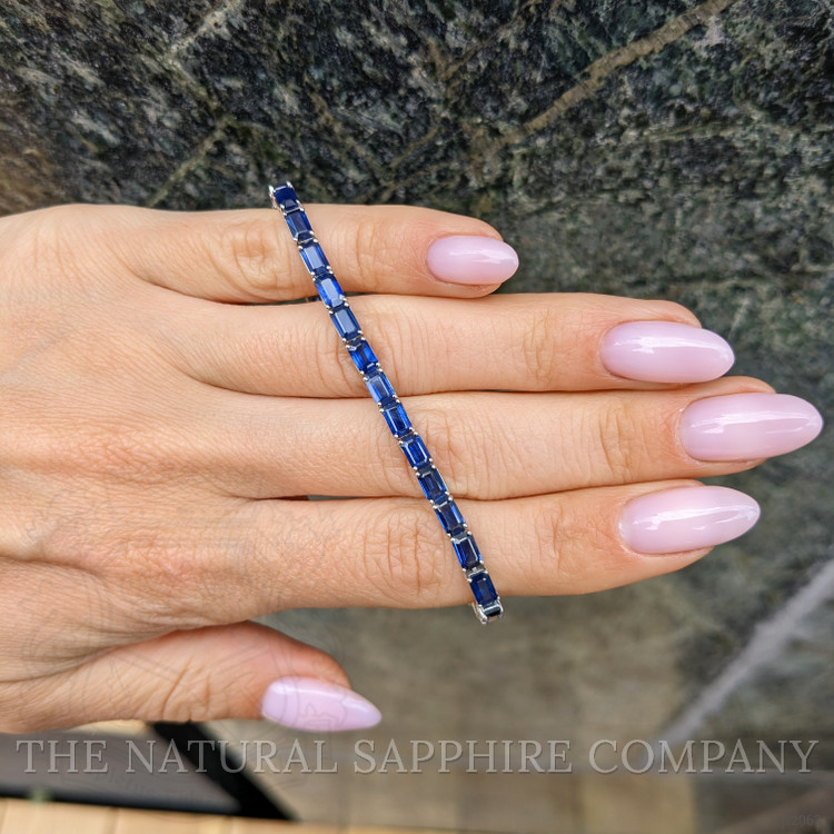9.82 Ct.Tw. Blue Sapphire Tennis/Line Bracelet, 14K White Gold