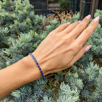 9.82&nbsp;Ct.Tw.Total Carat Weight Blue Sapphire Tennis/Line Bracelet, 14K White Gold Life Style
