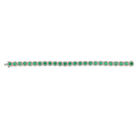 4.25 Ct.Tw.Total Carat Weight Emerald and Natural Diamond Pave Bracelet, 18K White Gold Image