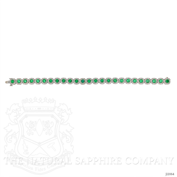 4.25 Ct.Tw. Emerald and Natural Diamond Pave Bracelet, 18K White Gold