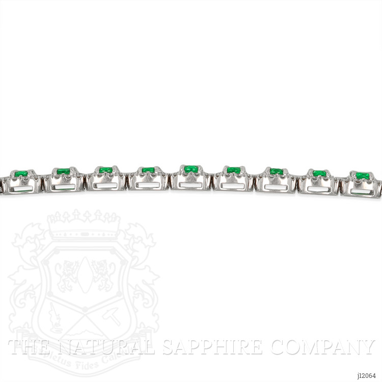 4.25 Ct.Tw. Emerald and Natural Diamond Pave Bracelet, 18K White Gold