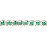 4.25&nbsp;Ct.Tw.Total Carat Weight Emerald and Natural Diamond Pave Bracelet, 18K White Gold Image