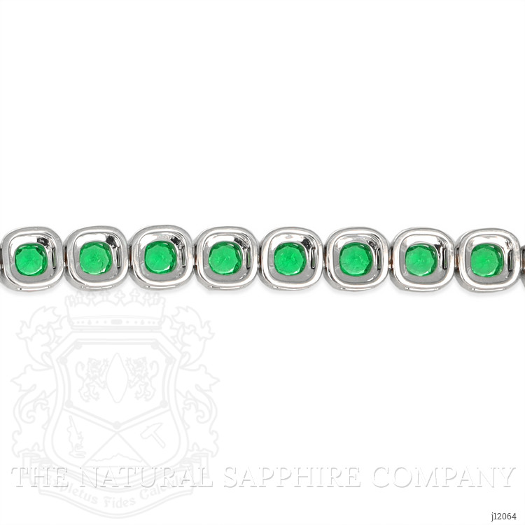 4.25 Ct.Tw. Emerald and Natural Diamond Pave Bracelet, 18K White Gold