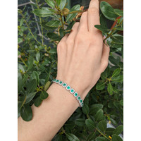 4.25 Ct.Tw.Total Carat Weight Emerald and Natural Diamond Pave Bracelet, 18K White Gold Life Style