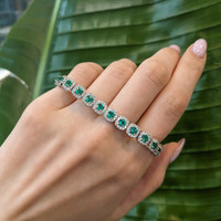 4.25 Ct.Tw.Total Carat Weight Emerald and Natural Diamond Pave Bracelet, 18K White Gold Life Style