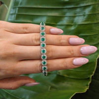 4.25 Ct.Tw.Total Carat Weight Emerald and Natural Diamond Pave Bracelet, 18K White Gold Life Style