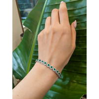 4.25 Ct.Tw.Total Carat Weight Emerald and Natural Diamond Pave Bracelet, 18K White Gold Life Style