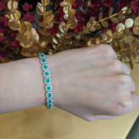 4.25 Ct.Tw.Total Carat Weight Emerald and Natural Diamond Pave Bracelet, 18K White Gold Life Style