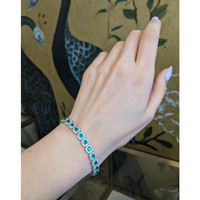 4.25 Ct.Tw.Total Carat Weight Emerald and Natural Diamond Pave Bracelet, 18K White Gold Life Style