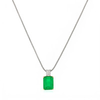 13.60 Ct. Emerald and Natural Diamond Accent Stones Pendant, 18K Yellow & White Image