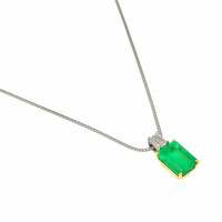 13.60 Ct. Emerald and Natural Diamond Accent Stones Pendant, 18K Yellow & White Image