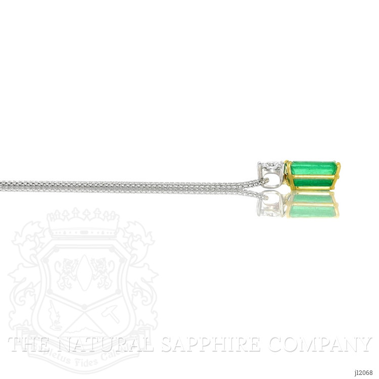 13.60 Ct. Emerald and Natural Diamond Accent Stones Pendant, 18K Yellow & White