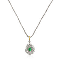 0.75 Ct. Emerald and Natural Diamond Pave Pendant, Platinum & 14K Yellow Image