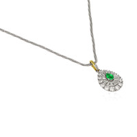 0.75 Ct. Emerald and Natural Diamond Pave Pendant, Platinum & 14K Yellow Image
