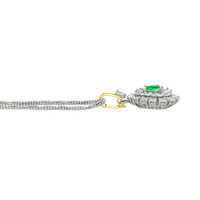 0.75 Ct. Emerald and Natural Diamond Pave Pendant, Platinum & 14K Yellow Image