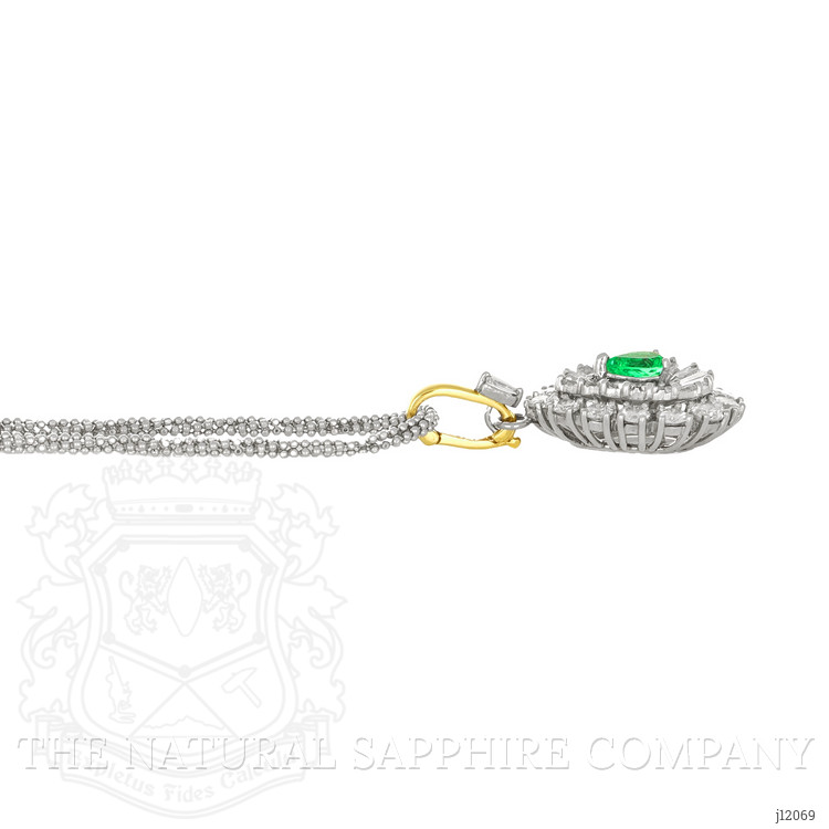 0.75 Ct. Emerald and Natural Diamond Pave Pendant, Platinum & 14K Yellow