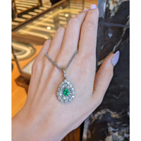 0.75 Ct. Emerald and Natural Diamond Pave Pendant, Platinum & 14K Yellow Life Style