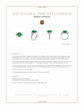 4.08 Ct. Emerald and Natural Diamond Pave Ring, 18K White Gold Appraisal