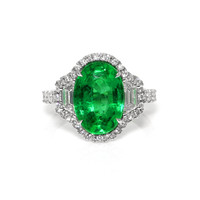 4.66 Ct. Emerald and Natural Diamond Pave Ring, 18K White Gold Video