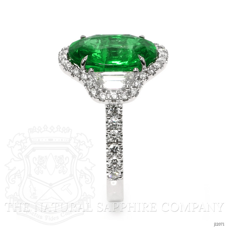4.66 Ct. Emerald and Natural Diamond Pave Ring, 18K White Gold