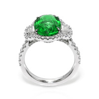 4.66 Ct. Emerald and Natural Diamond Pave Ring, 18K White Gold Image
