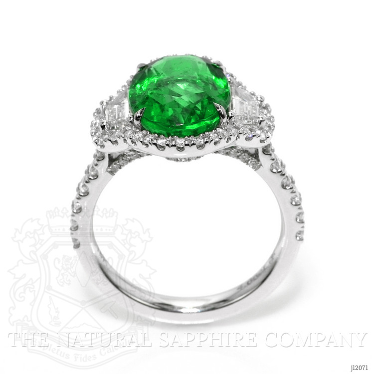 4.66 Ct. Emerald and Natural Diamond Pave Ring, 18K White Gold