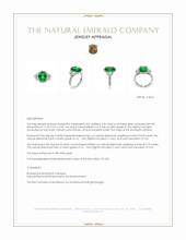 4.26 Ct. Emerald and Natural Diamond Pave Ring, 18K White Gold Appraisal