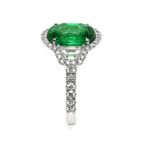 4.26 Ct. Emerald and Natural Diamond Pave Ring, 18K White Gold Image