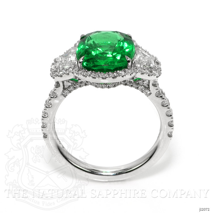 4.26 Ct. Emerald and Natural Diamond Pave Ring, 18K White Gold