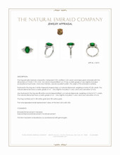2.22 Ct. Emerald and Natural Diamond Pave Ring, 18K White & Yellow Appraisal